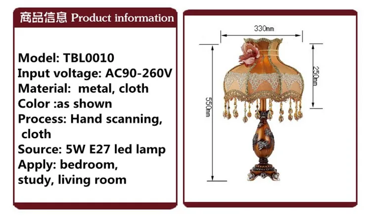 Класс Смола настольные лампы гостиная европейском стиле сад спальня настольная лампа производителей