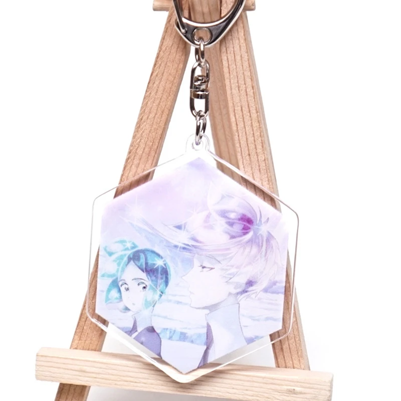 Anime Houseki No Kuni Phosphophyllite Cinnabar Diamond Pendant Keychain Keyring Key Rings New double sided Key Chains (9)