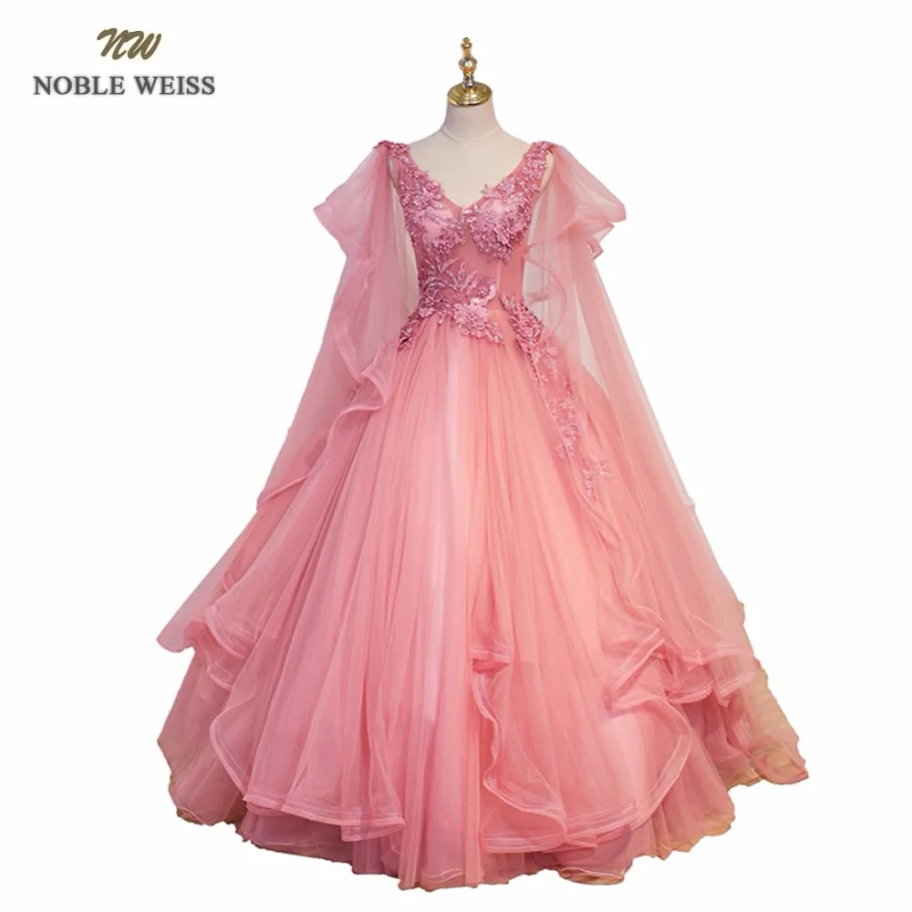 Благородный WEISS пикантная обувь; цвет розовый; платье для выпускного с аппликациями Бисер бальное платье с v-образным вырезом, оголенной спиной прозрачная выпускное платье из фатина