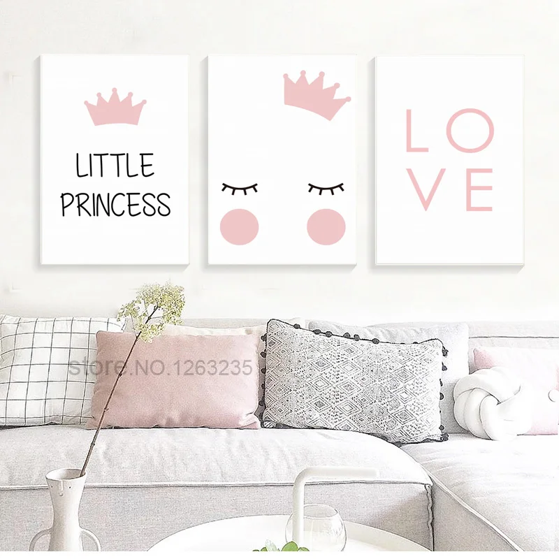 

Little Princess Nursery Nordic Poster Wall Art Canvas Painting Nursery Love Wall Pictures For Children Room Cuadros Unframed