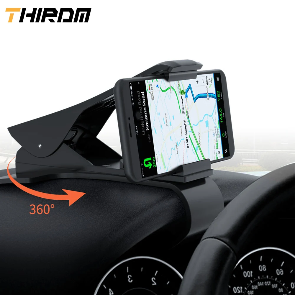 THIRDM Car Phone Holder Universal HUD Dashboard Mount Clip Rotation