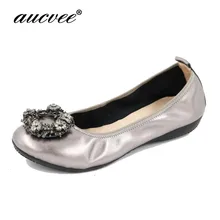 Женские балетки на плоской подошве; сезон весна-осень; AUCVEE/Брендовая женская обувь; женская повседневная обувь с острым носком и кристаллами; большие размеры