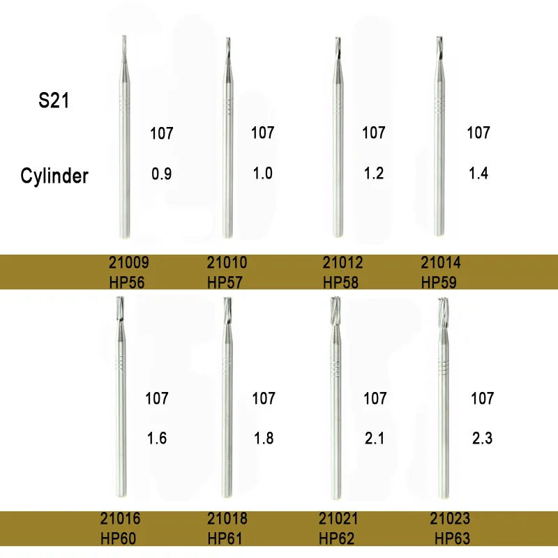10 шт./лот ISO 107 цилиндрические стоматологические боры названия стоматологические вольфрамовые карбидные боры с hp низкая скорость боры