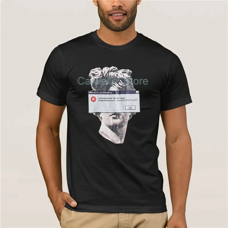 

New fashion trend GONTHWID Funny Michelangelo Statue David Print Tshirts Harajuku Streetwear Men's white short sleeve t-shirt