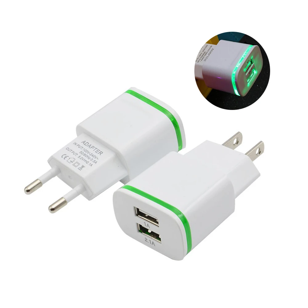 Светодиодный светильник USB зарядное устройство 2A EU US Быстрая зарядка настенный адаптер Micro USB кабель для xiaomi redmi 4X note 4X5 plus 5 note5a redmi 4a