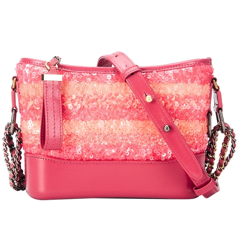 

2019 Women Bag Messenger Bags Fashion Sequins Handbags Lady Coral Pink Gradation Handbag Shoulder Crossbody Chains Shining Party