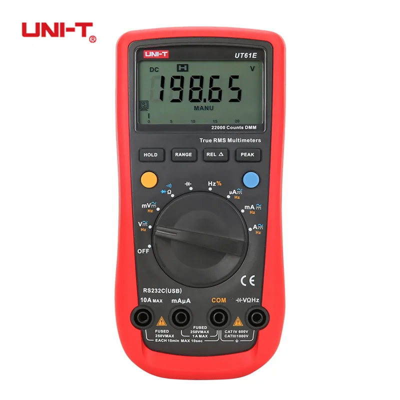 

UNI-T UT61A UT61B UT61C UT61D UT61E Digital Multimeters True RMS AC DC Auto Range Tester Meter hEF RE-232 Diode Temperature