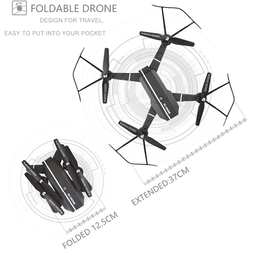 Квадрокоптер с дистанционным управлением 2 МП HD камера Wi Fi FPV складной мини Дрон