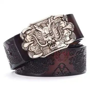 

Men Leather Belt Fashion Dragon buckle leather belt Hot! Leather Belts For Men NEW Men Waistband Vintage Buckle Length:110-125cm