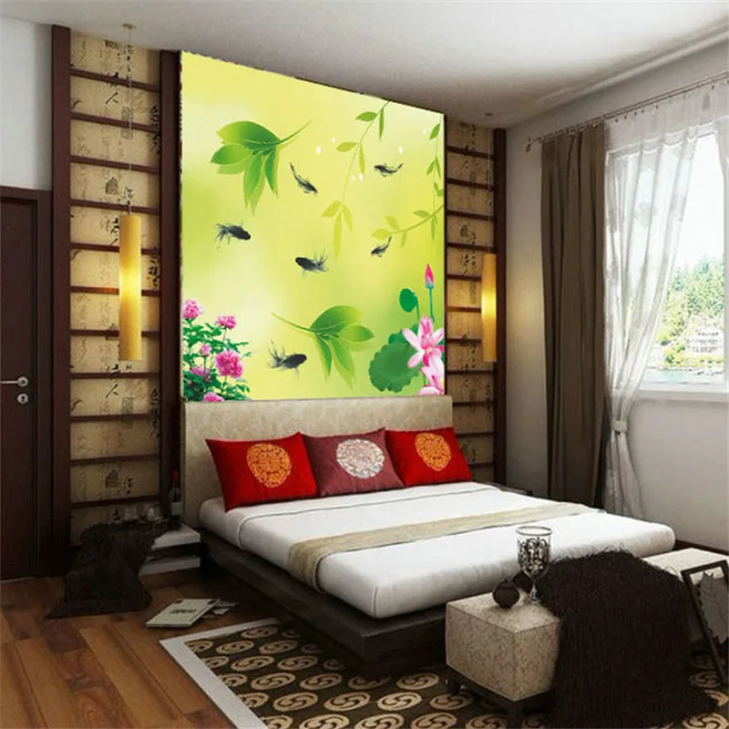 Environmental Large Mural Childrens Room Cute Cartoon Aesthetic Bedside Fish Leafy Background Wallpaper Non Woven Wallpaperwallpaper Hanger Wallpaper Craftwallpaper Top Aliexpress