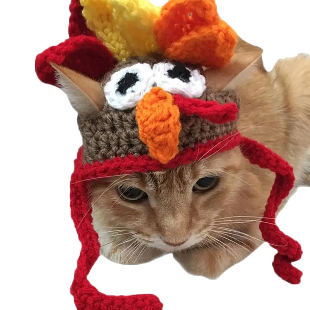 

Cute Pet Turkey Hat Pet Cat Dog Warm Soft Cap Jewelry Holiday Party Hat Winter Hat Headwear Accessory Goods For Dogs