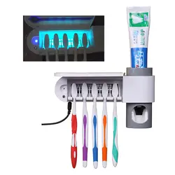 2 в 1 Антибактериальный ультрафиолетовый свет автоматический диспенсер для зубной пасты стерилизатор держатель для зубной щетки