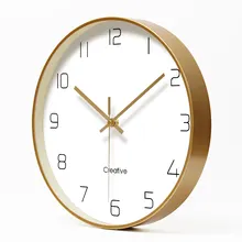 Простые креативные золотые Модные металлические настенные часы