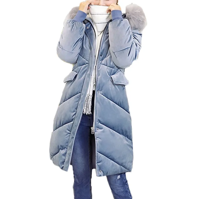 Coffee Survêtement black Veste De À A787 Femmes blue Coréennes Chaud Capuche Fourrure Hiver Rose Coton Vers Lâche Manteau pink Bas Le Col Automne D'or Velours Color AxqA1p