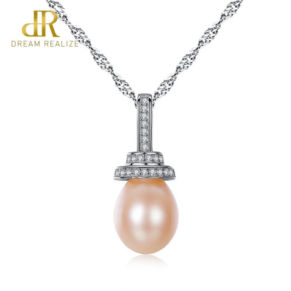 DR Simple S925 Fine Jewelry Necklace with 10-11mm Natural Pearl Pendant 925 Sterling Silver 2019 Wholesale | Украшения и