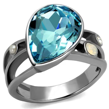 

Stainless Steel Rings with heart blue stone High Polishing big size women ring fashion jewelry free shipment size 6, 7, 8, 9,10