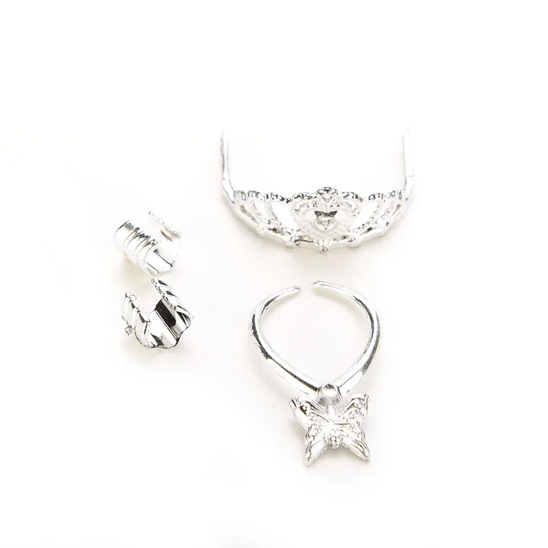 

4pcs/set new Girls Crystal Plastic Sliver Crown Headband Headwear 1 Necklace 2 Bracelets For Barbie Doll Toys