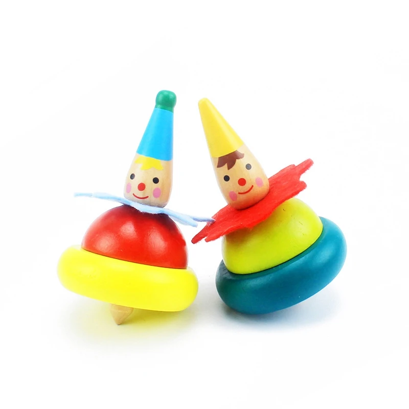 

2PC/Lot Classic Toys Wood Spinning Tops Funny Couple Wooden Clown Toy Baby Rotate Children Tumbler Grow Intelligence Kids Rope