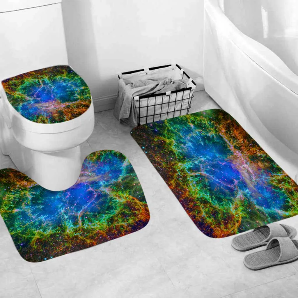 

4Pcs Polyester Lovely Waterproof Bathroom Shower Curtain 3D Printed Cartoon Plant Toilet Seat Cover Mat Bath Non-Slip Rug Set