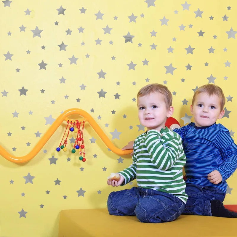 Moderno plata estrellas decoración Adhesivos de pared arte dormitorio niños habitaciones pared Decoración para el hogar pegatinas de pared