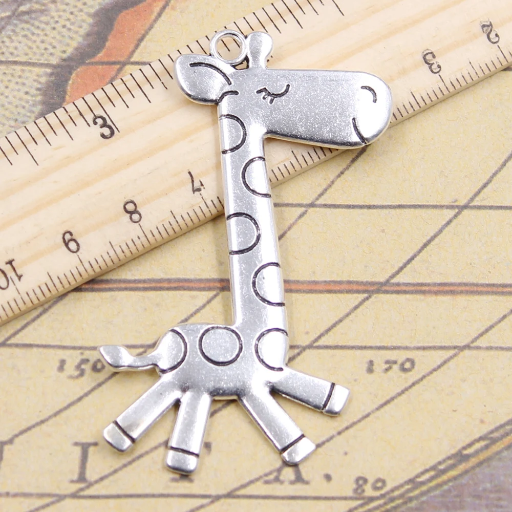 

5pcs Charms running giraffe deer 66x36mm Antique Silver Plated Pendants Making DIY Handmade Jewelry Factory Wholesale