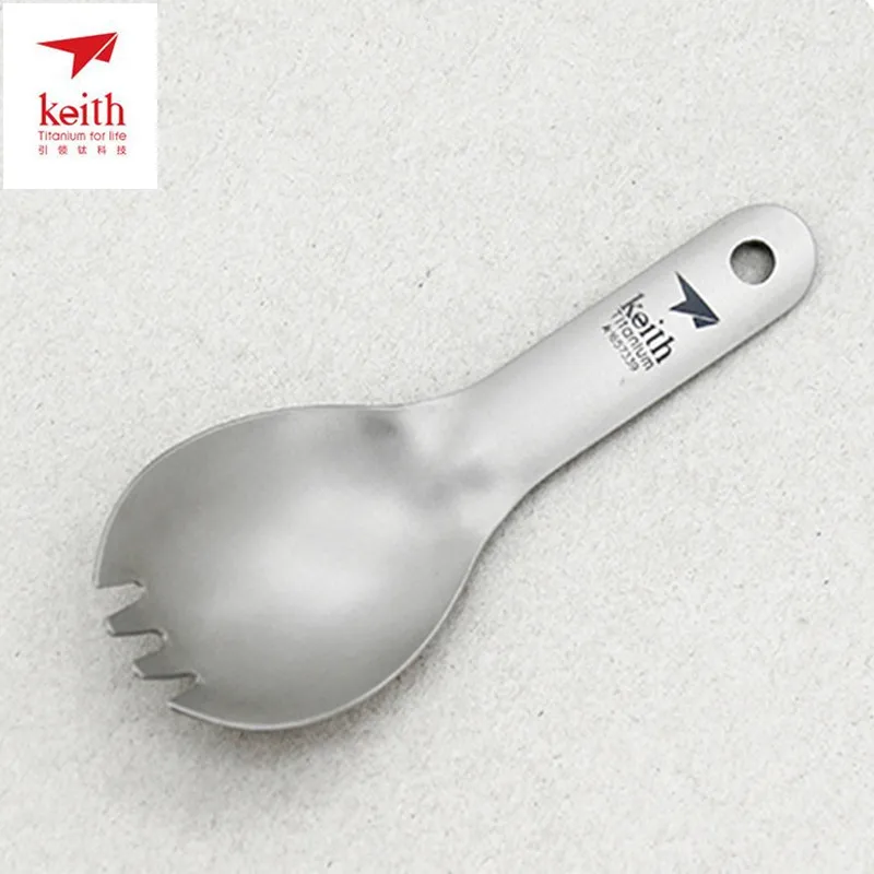 Набор столовых приборов Keith titanium Spork для кемпинга, для детей, для малышей, с короткой ручкой, Титановая Ложка, Для Путешествий, Походов, Ti5312, 13,6 г, с сумкой