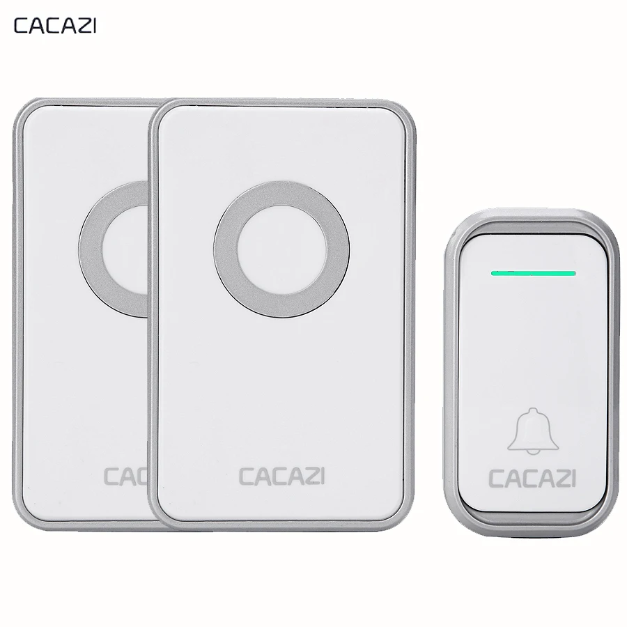 

CACAZI Wireless DoorBell Waterproof EU US AU plug 300M Remote gate Door Bell chime AC 110-220V 1 emitter 2 Receiver no battery