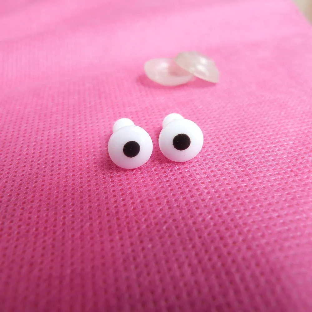 500pcs 8mm round shape plastic safety toy eyes cartoon eyes with washer for plush bear doll