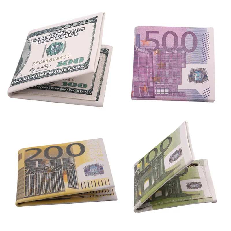 Новый мужской кошелек с карманами 500/100/200 евро короткий для карт Двойные кошельки