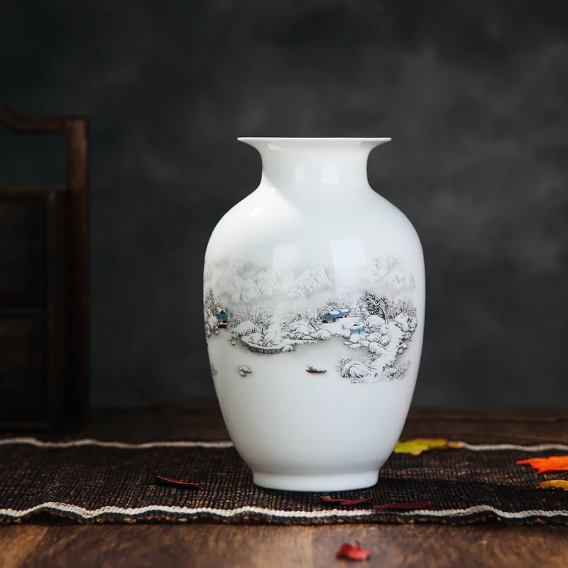 Vase Jingdezhen ceramic small vase Flower Arrangement Home Decoration Craft Decoration Guest Restaurant Decoration