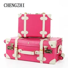 CHENGZHI 2" 22" 2" дюймов Ретро Женские Кожаные Дорожные Сумки Набор Винтаж spinner carry на Дорожный чемодан на колесиках на колесах