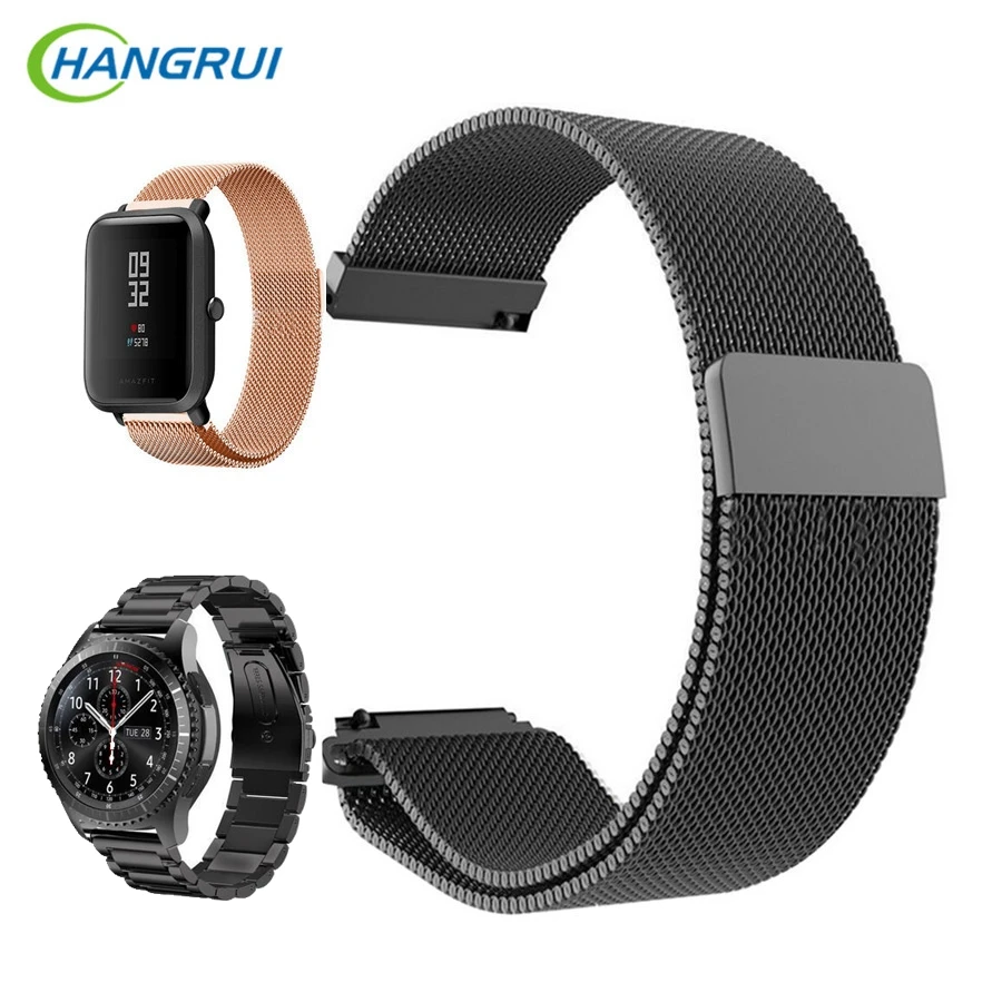 Миланский магнитный металлический ремешок для Xiaomi huami amazfit bip lite pace Youth из нержавеющей стали ремешок на запястье для samsung gear S3 часы