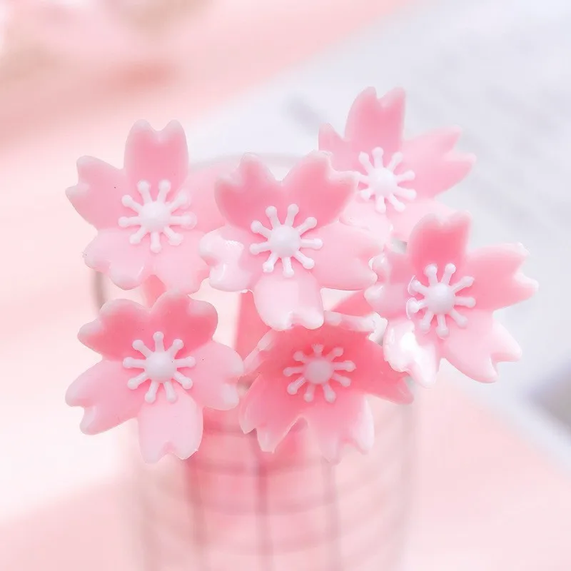 1 Piece Lytwtw's Silicone Pink Creative Cute Cherry Blossoms Flower Stationery Office School Supplies Gift Simulation Gel Pens - Цвет: Белый