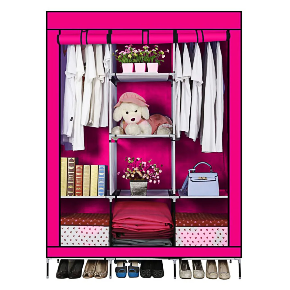 Россия продавец! Переносной гардеробный шкаф Органайзер для хранения шкаф тканевый Стеллаж с полками 7 цветов на выбор