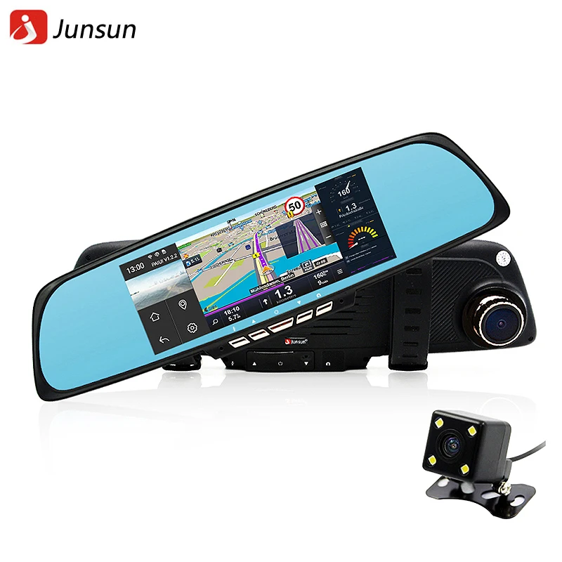 Junsun 6.86 Car Camera DVR GPS Navigation Dual Lens Rearview Mirror Video Recorder FHD 1080P Automobile DVR Mirror Dash cam