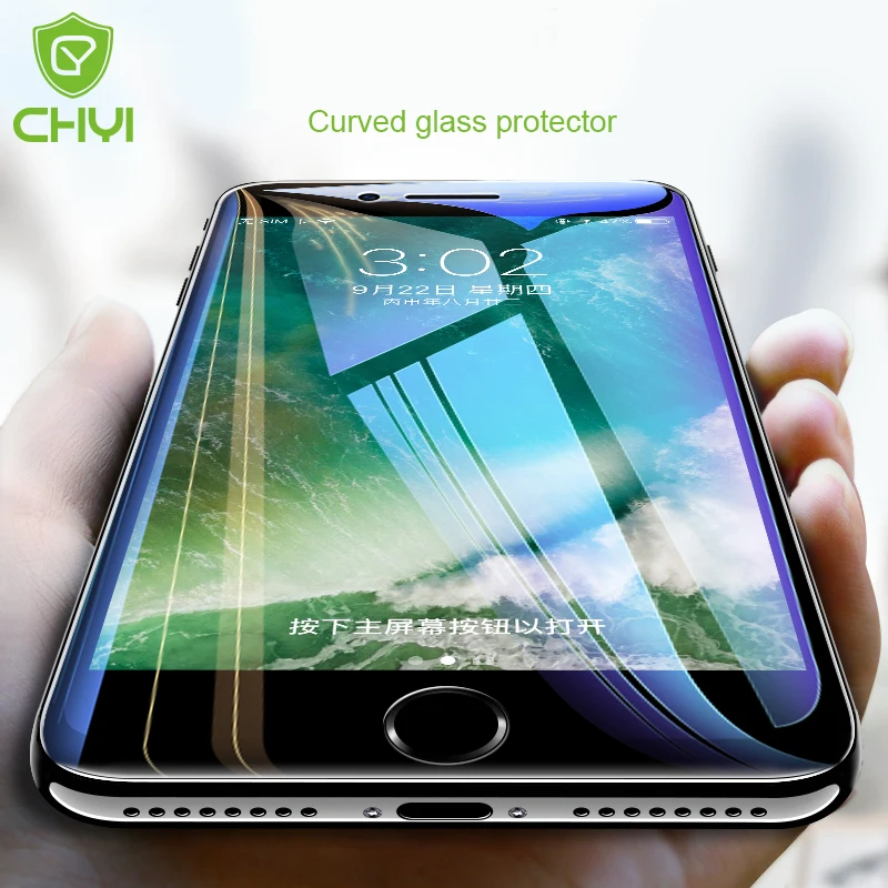 

CHYI 5D Curved glass For iphone 6 7 plus Full Screen Protector Oleophobic Coating 9H Tempered Protective for iphone 8 plus glass