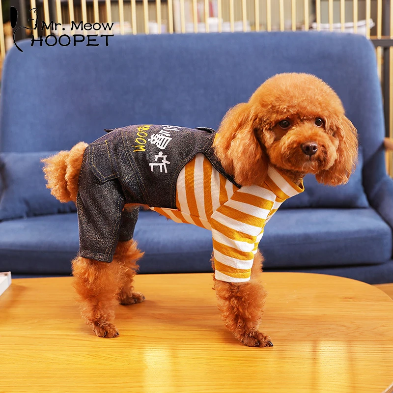 Hoopet Pet Dog Clothes Warm Striped Jumpsuit Puppy Chihuahua for Small