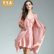 Женская Эротичная Пижама с поясом, приталенный халат наивысшего качества, Шелковая ночная рубашка, комплекты халатов, винтажная кружевная Пижама на подтяжках, комплект из двух предметов