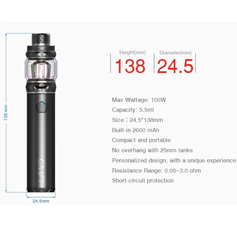 Оригинал IJOY палочка 100 Вт электронная сигарета стартовый комплект с 5 мл Алмазная