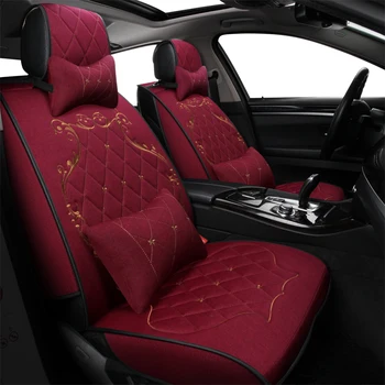 

ZHOUSHENGLEE New Luxury flax Auto Universal Car Seat Covers Automotive Seat Covers for toyota lada kalina granta priora logan