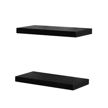 

Set Of 2 Floating Shelves Wall Mounted Shelf for Home Decor Black 15.7 Inch