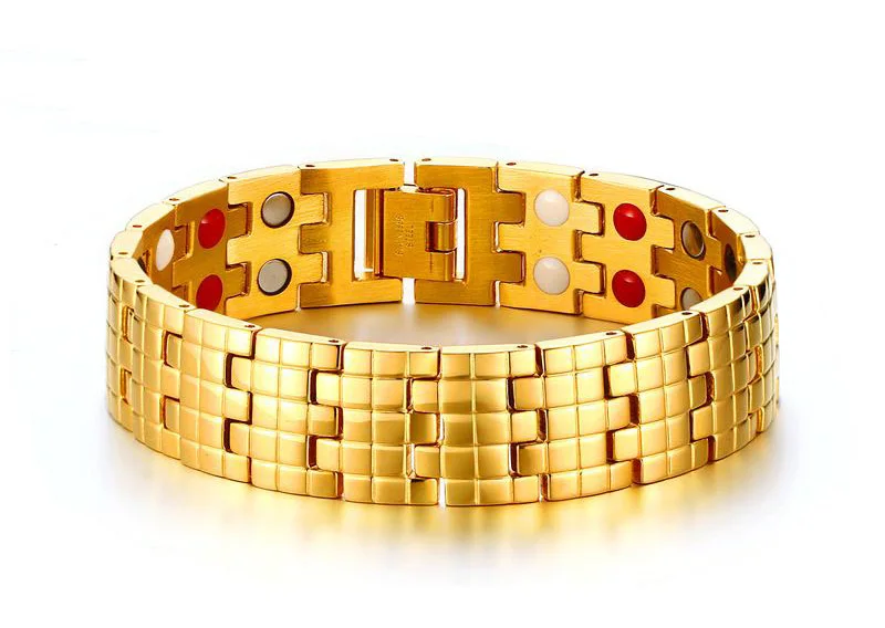

Hot sale magnetite titanium germanium power wristband ip golden plating energy bangle health and fitness balance bracelet