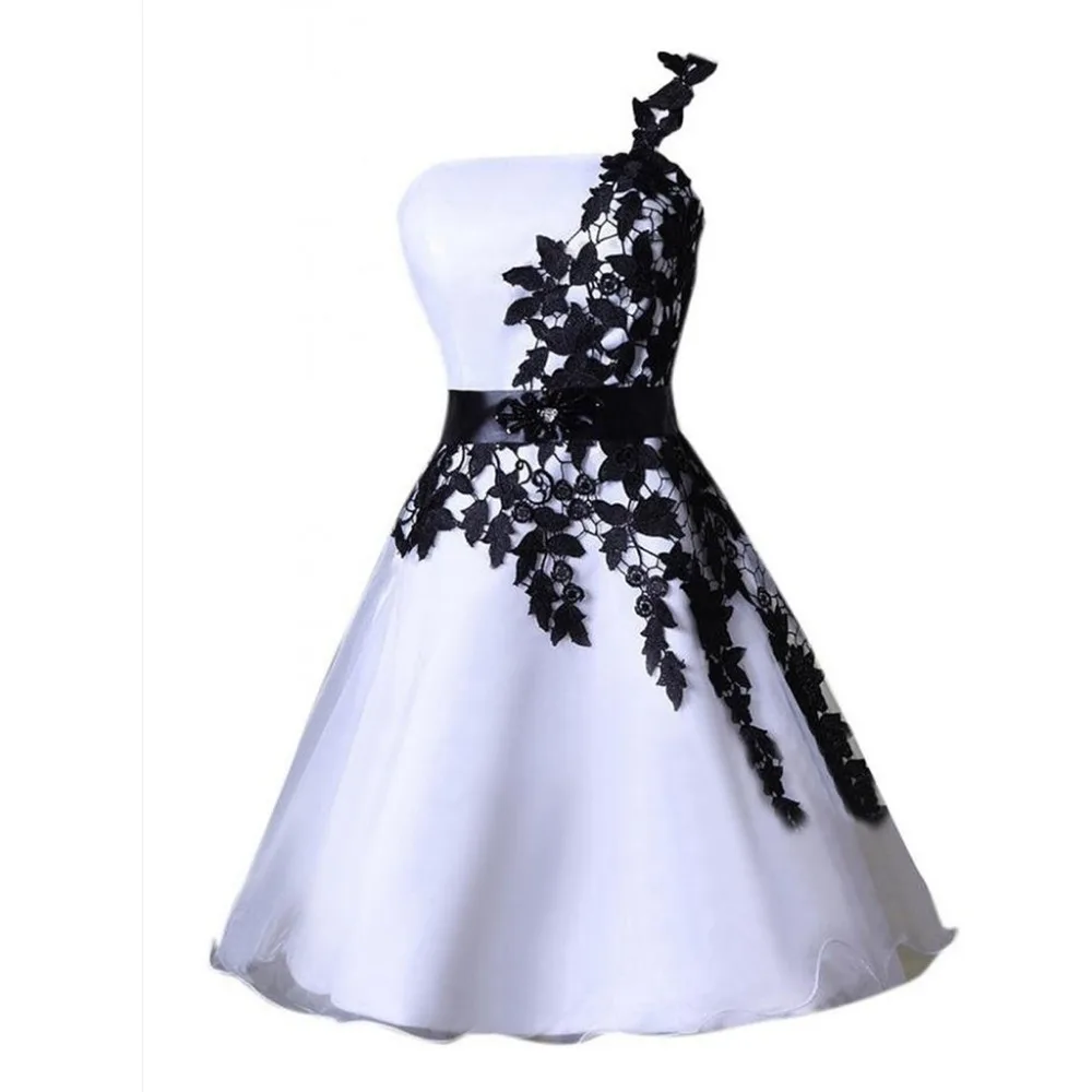 New One-shoulder Organza Short Homecoming Dress Mi...