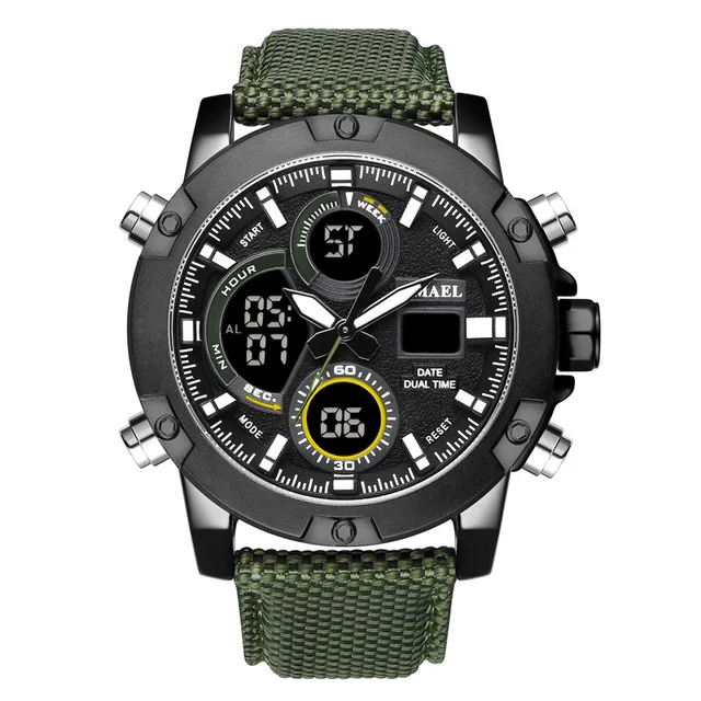 SMAEL, мужские военные часы, нейлоновый ремешок, светодиодный, мужские часы, лучший бренд, Роскошные Кварцевые часы, reloj hombre, Relogio Masculino - Цвет: green