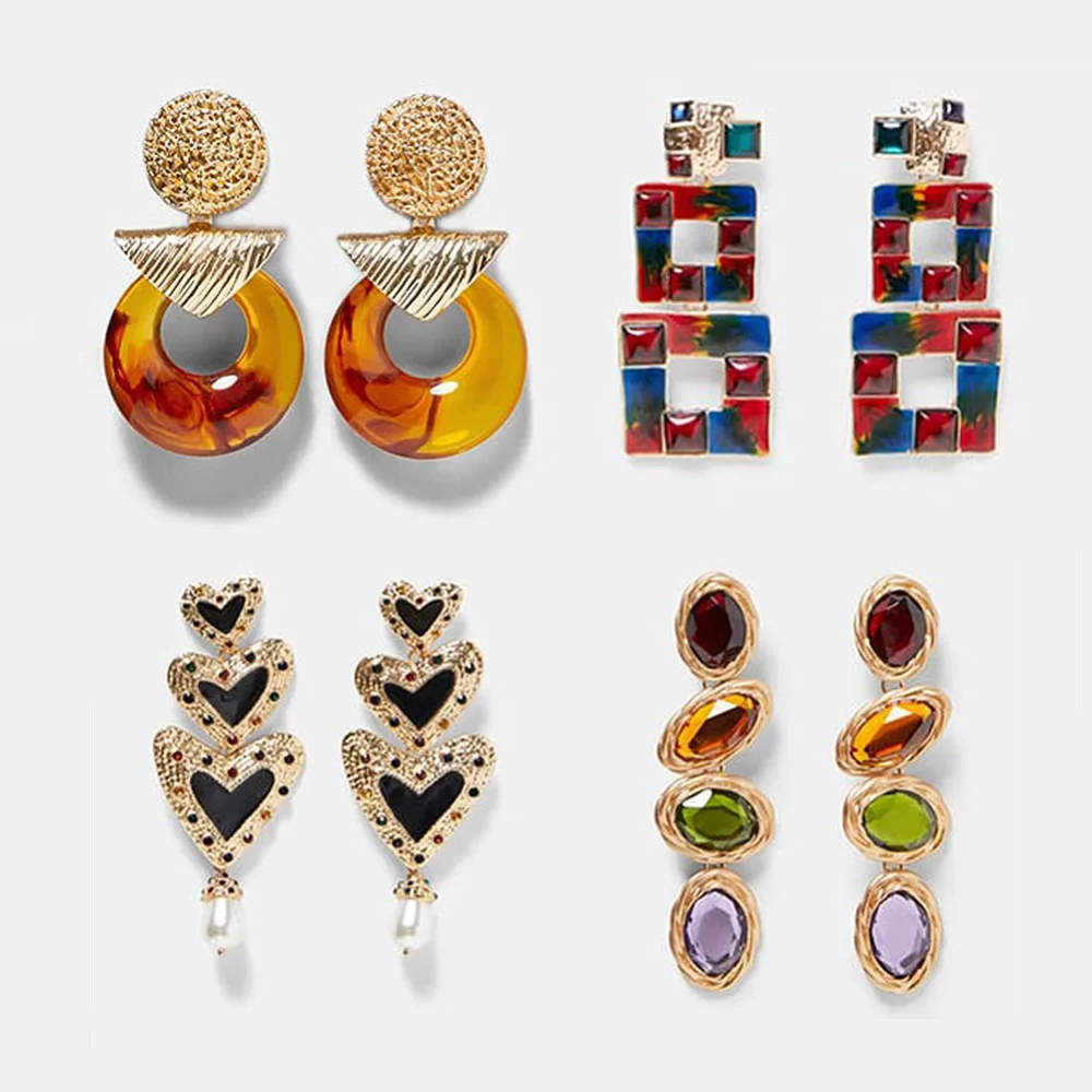 

Vedawas ZA Metal Multicolored Drop Dangle Earrings For Women Girls Christmas Gifts Trendy Wedding Fashion Jewelry Bijoux xg1888