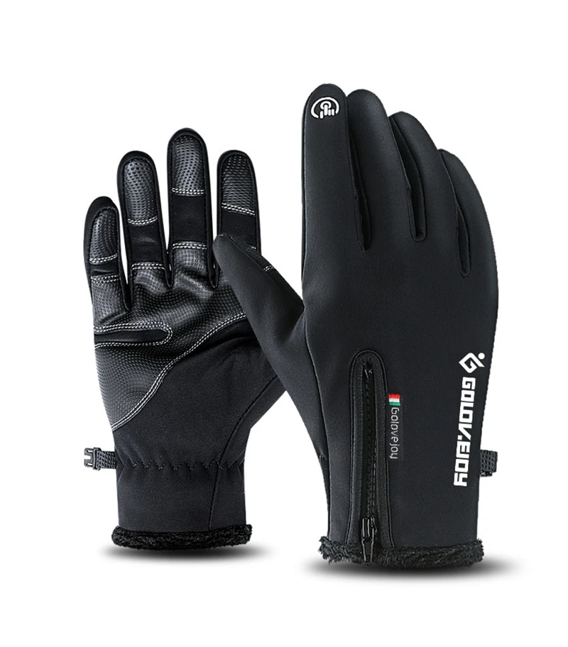 Зимние велосипедные перчатки полный палец сенсорный экран езда MTB велосипед перчатки водонепроницаемые Нескользящие мотоциклетные перчатки для мужчин