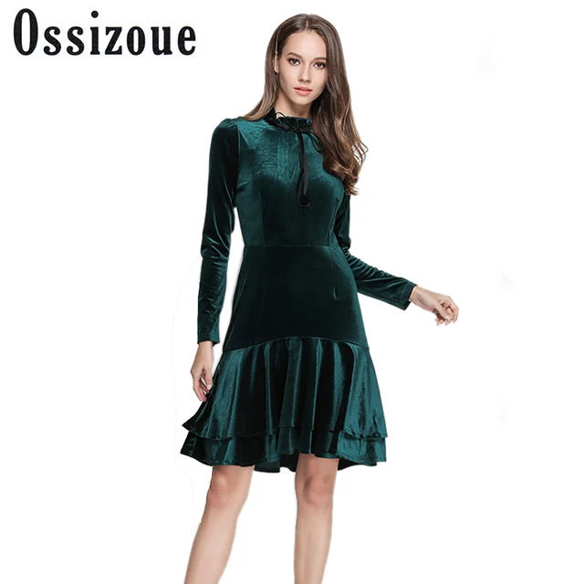 Runway Dresses 2018 Women High Quality Spring Winter Green Velvet Runway Dresses 2018 Women High Quality Spring Winter Green Velvet Dress Vintage Y Evening Party