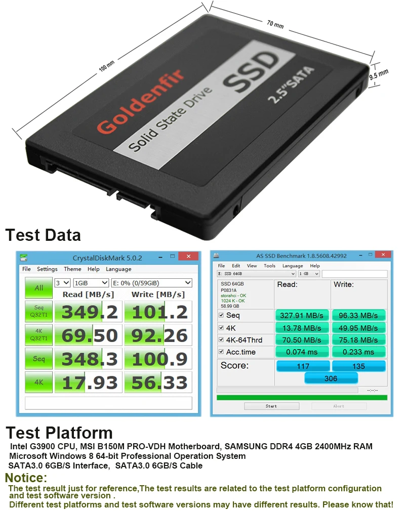 Goldenfir Самая низкая цена SSD 64GB 32GB 16GB 8GB жесткий диск для ноутбука 128g 256g 512gb 500g SSD 2,5 дюймов