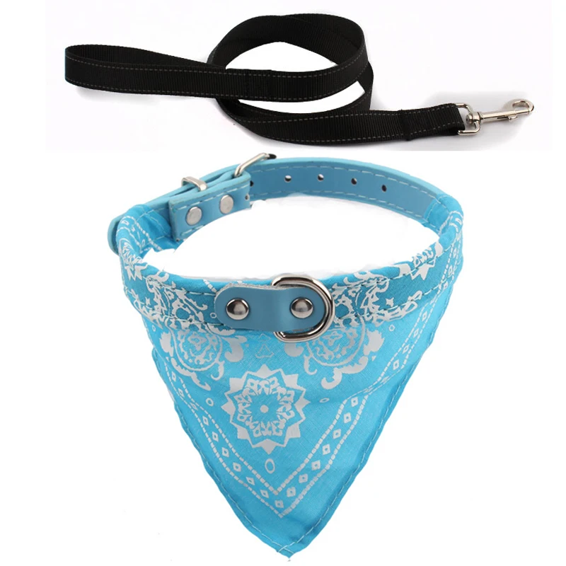 Lovely Pet Dog Scarf Collar Nylon leash set Adjustable Puppy Bandana