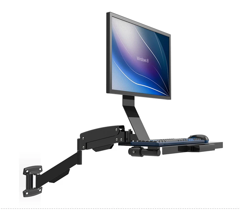 W802b Wall Mount Gas Spring Monitor Keyboard Tray Holder Lcd Monitor Mount Arm Sitstand Working